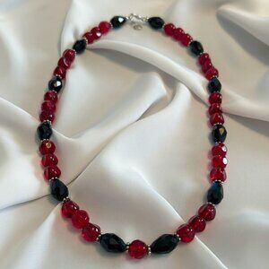 Ruby Red & Black Bead Necklace
